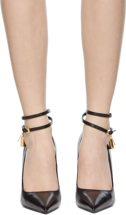 TOM FORD Black Goatskin Padlock 105 Heels