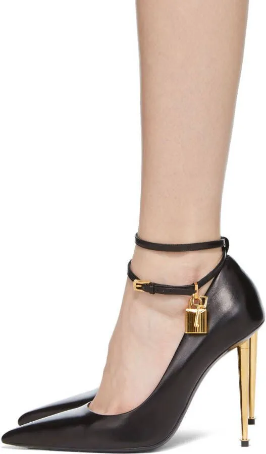 TOM FORD Black Goatskin Padlock 105 Heels