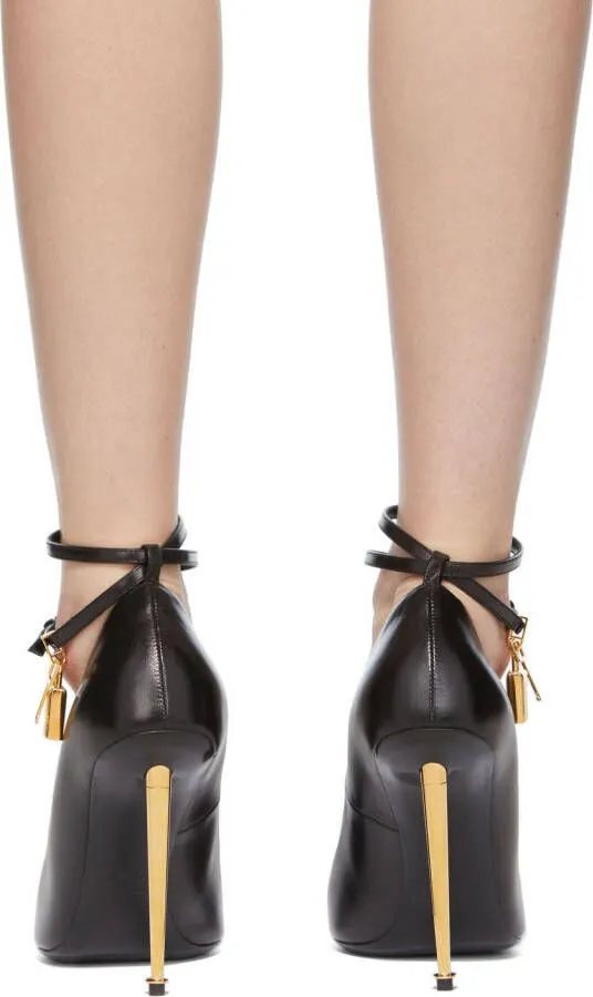 TOM FORD Black Goatskin Padlock 105 Heels