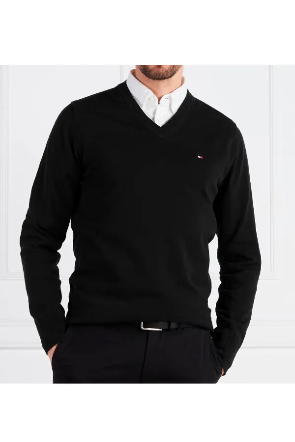 Tommy Hilfiger V-Neck 1985 Pima Knit Black