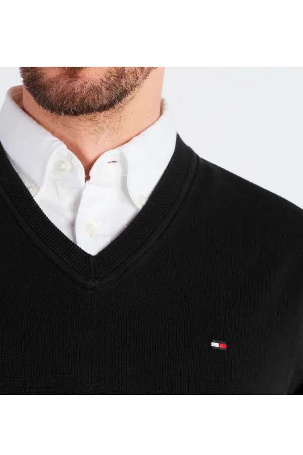 Tommy Hilfiger V-Neck 1985 Pima Knit Black