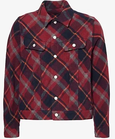 UNDERCOVER Mens Red Ck Chaos Balance check-pattern fleece jacket