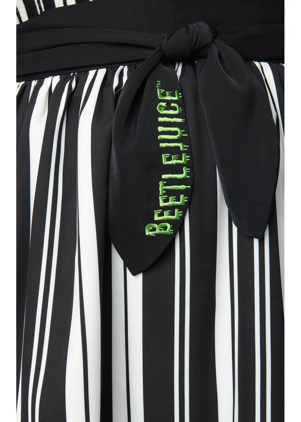 Unique Vintage x Beetlejuice Striped Swing Skirt Black White