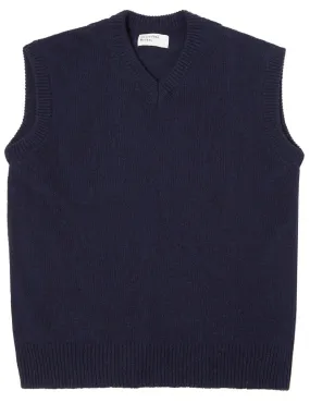 Universal Works Sweater Vest Navy Eco Wool