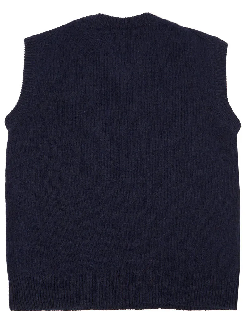 Universal Works Sweater Vest Navy Eco Wool