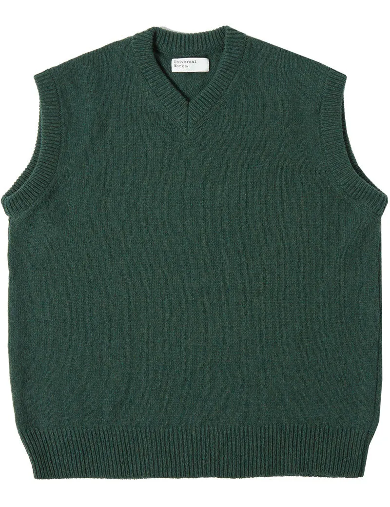 Universal Works Sweater Vest Olive Eco Wool