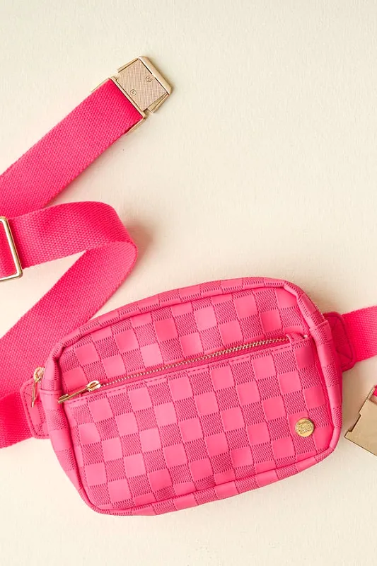 Urban Check Belt Bag- Hot Pink