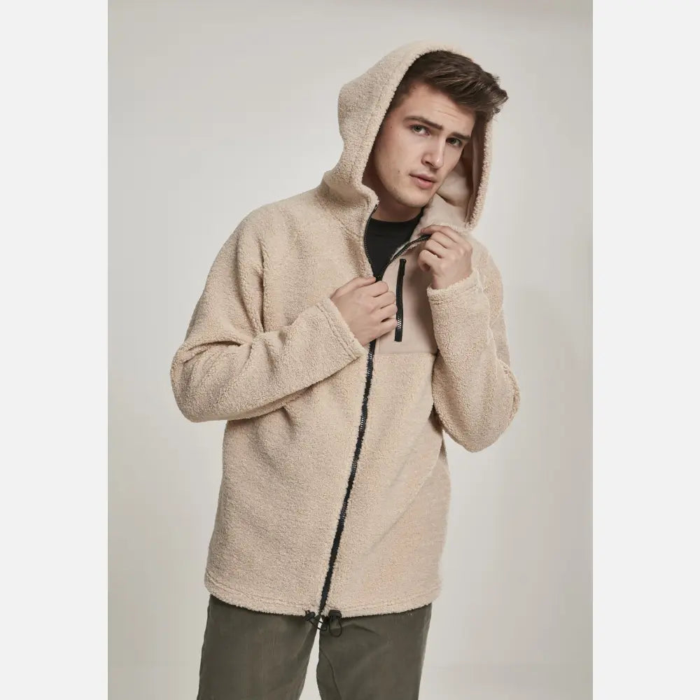 Urban Classics - Men's Hooded Sherpa Zip Jacket