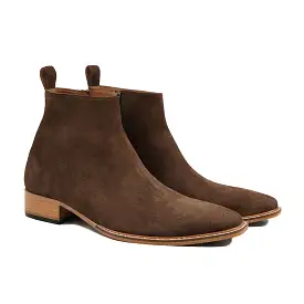 Uvier - Men's Dark Brown Kid Suede Chelsea Boot