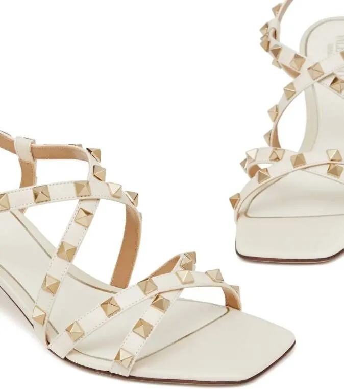 Valentino Garavani Rockstud 60mm leather sandals White