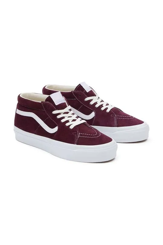 Vans suede sneakers Sk8-Mid Reissue 83 LX maroon color VN000CQQ4QU1