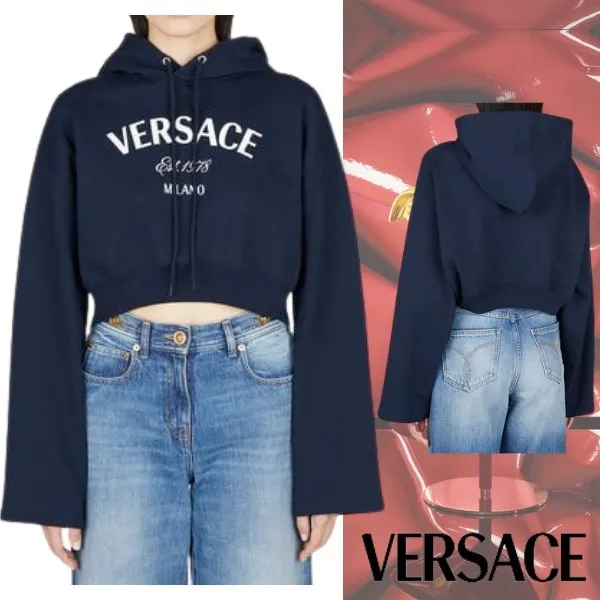 VERSACE  |Cotton Logo Hoodies & Sweatshirts