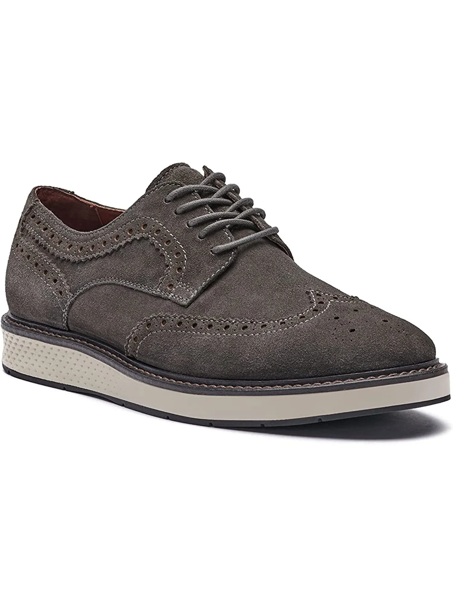 VINCE CAMUTO Mens Gray Wingtip Padded Tayden Round Toe Wedge Lace-Up Leather Sneakers Shoes M