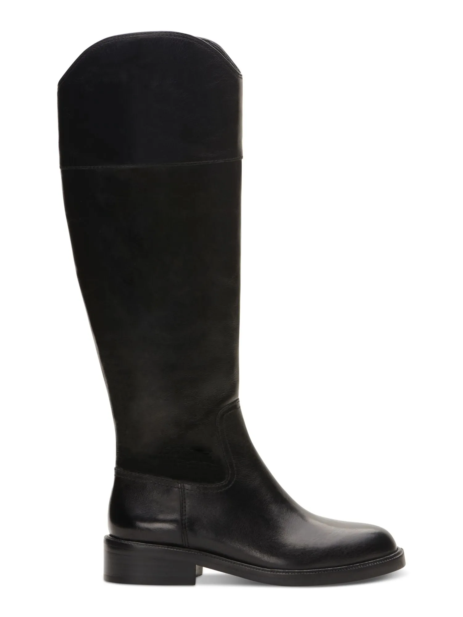 VINCE CAMUTO Womens Black Goring Padded Alfella Round Toe Block Heel Zip-Up Leather Riding Boot M