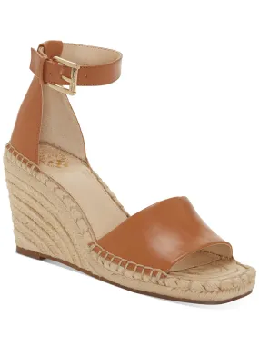 VINCE CAMUTO Womens Orange 0.5 Platform Adjustable Ankle Strap Padded Maaza Square Toe Wedge Buckle Leather Espadrille Shoes M