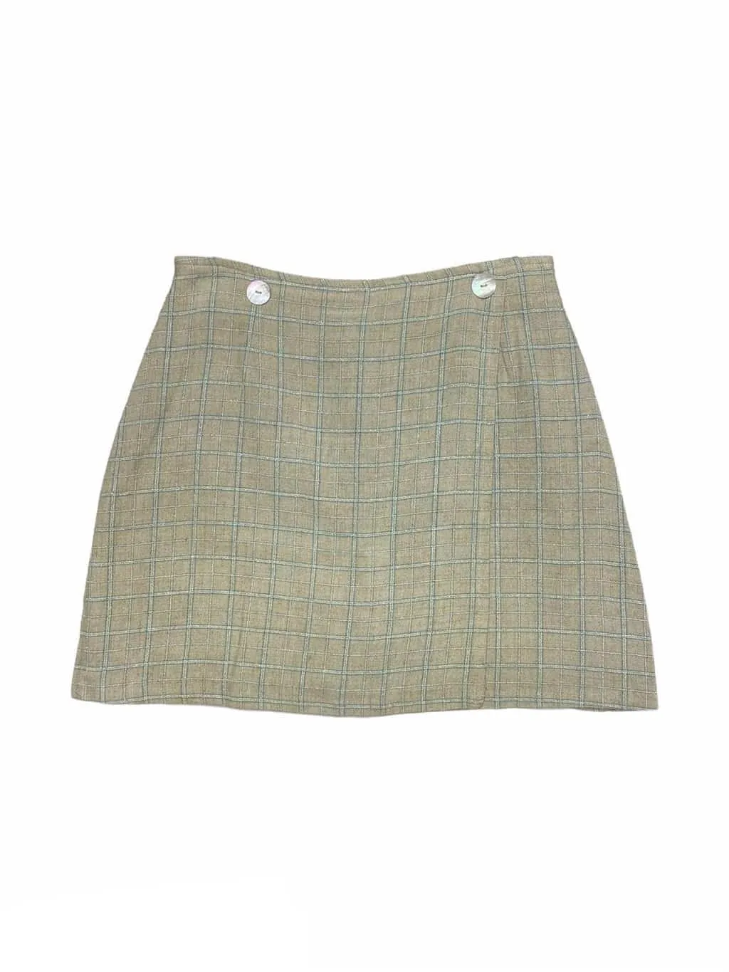 Vintage 90s beige and white checkered mini skirt – Medium