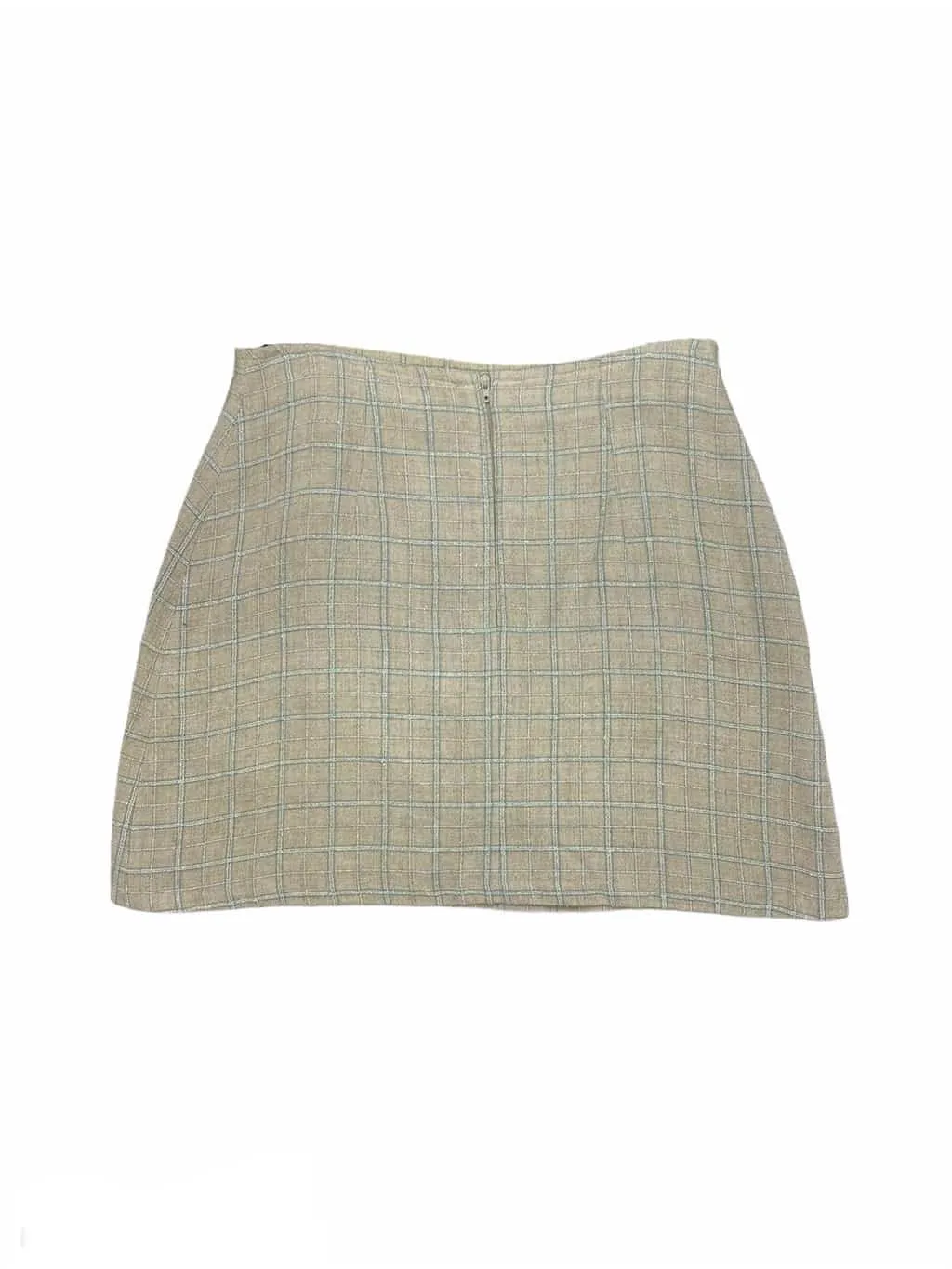 Vintage 90s beige and white checkered mini skirt – Medium