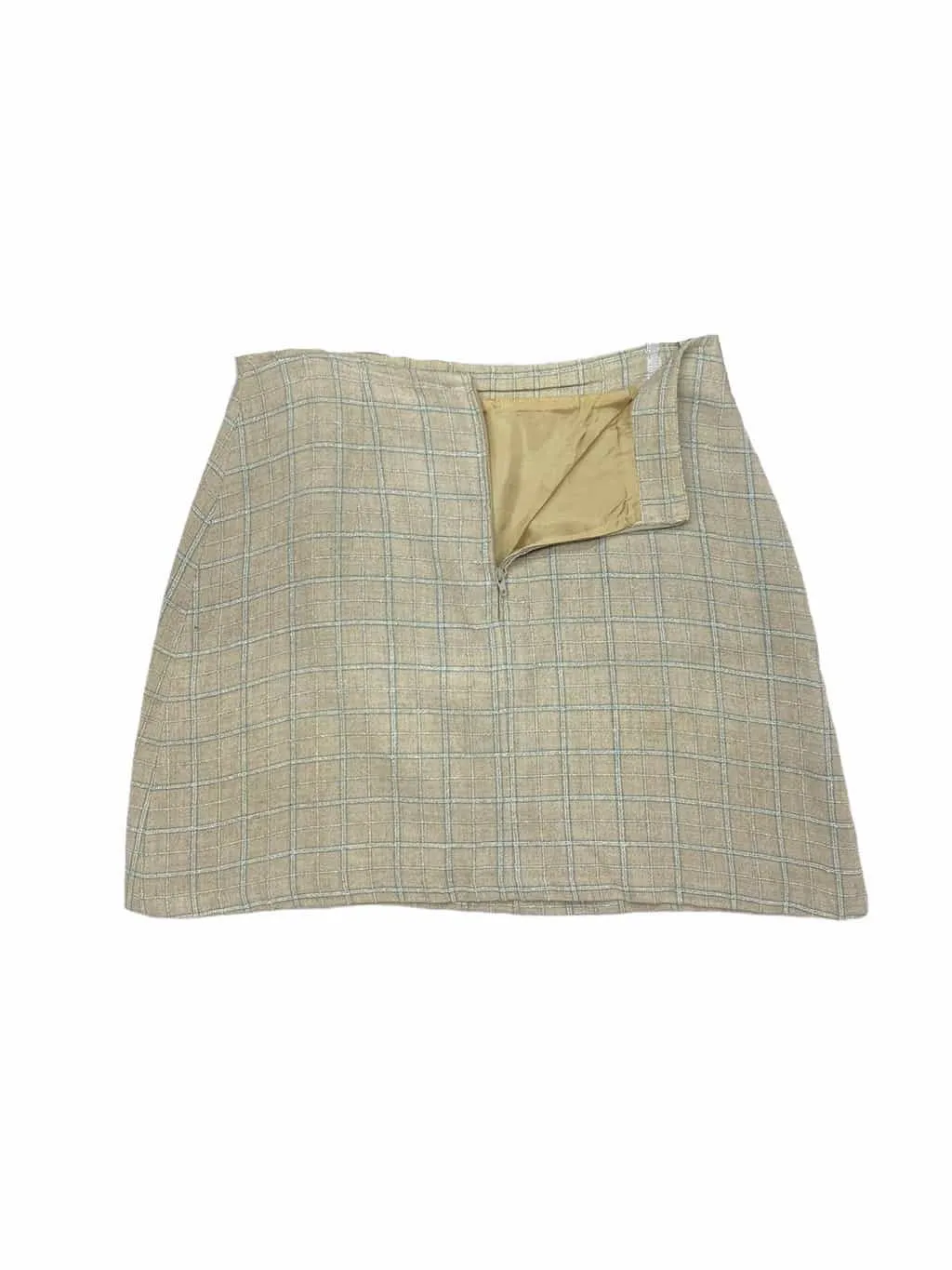 Vintage 90s beige and white checkered mini skirt – Medium