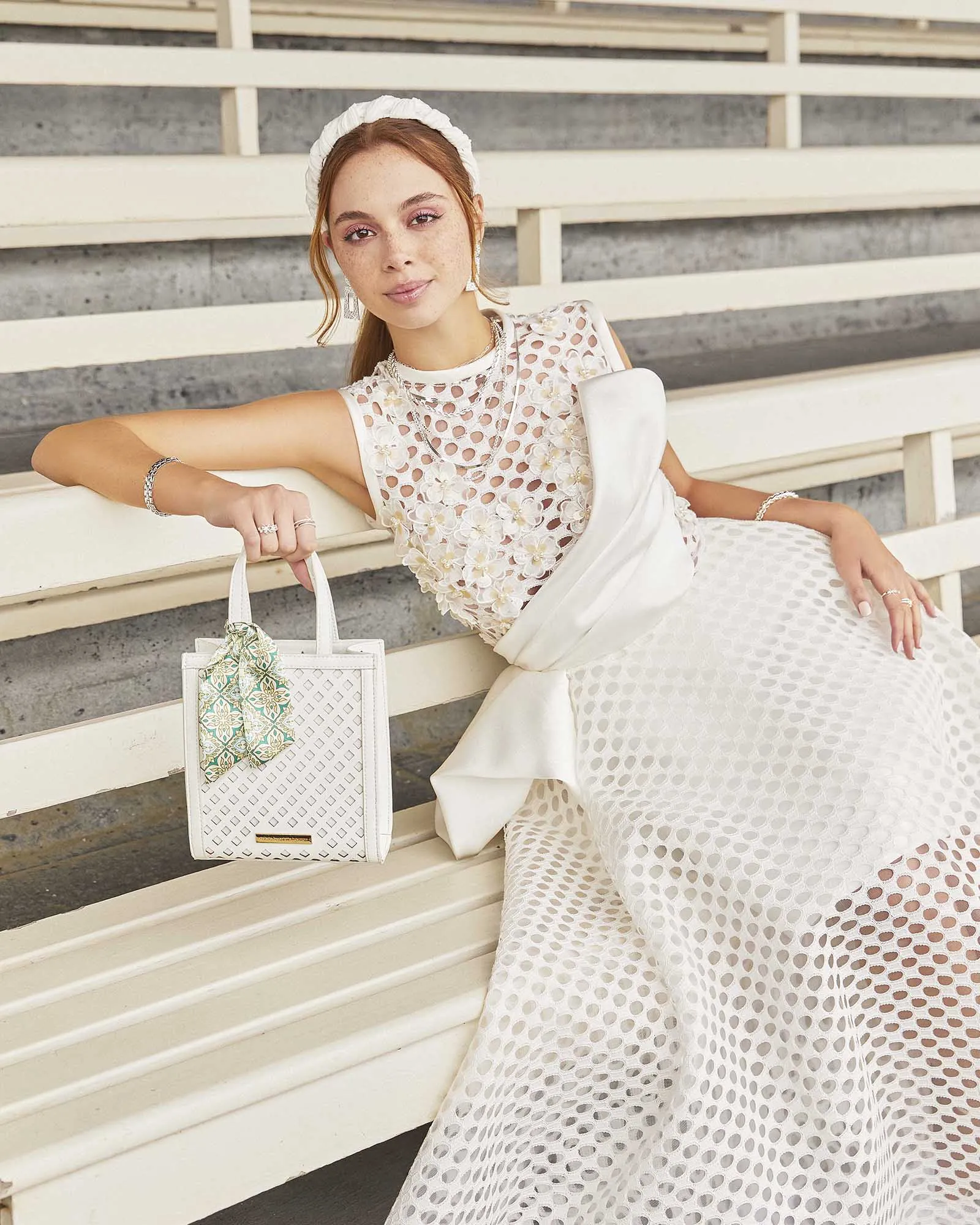 White Rosie Mini Tote Bag