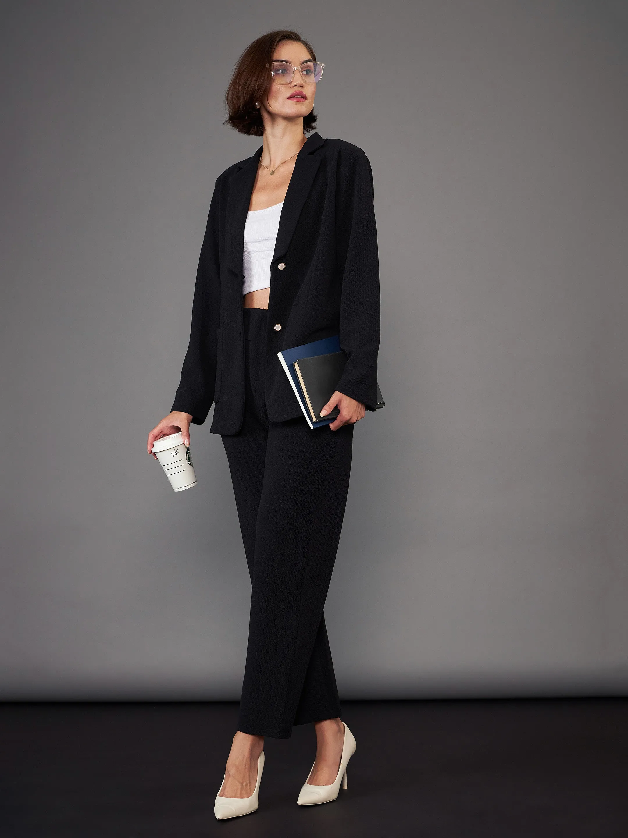 Women Black Slim Fit Blazer