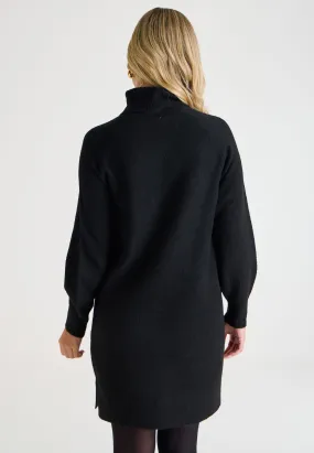 Womens Black Roll Neck Jumper Dress