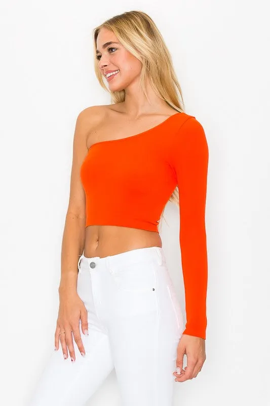 Women's Seamless One Shoulder Crop Top