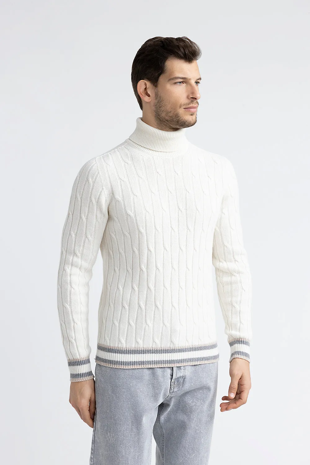 Wool and cashmere high neck sweater