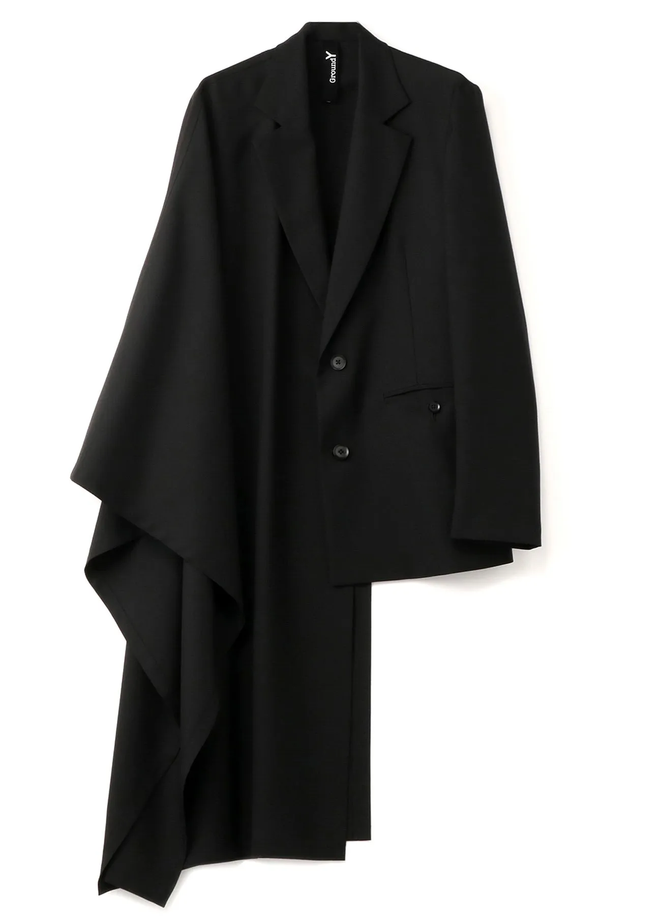 WOOL/POLYESTER ASYMMETRIC CAPE-JACKET