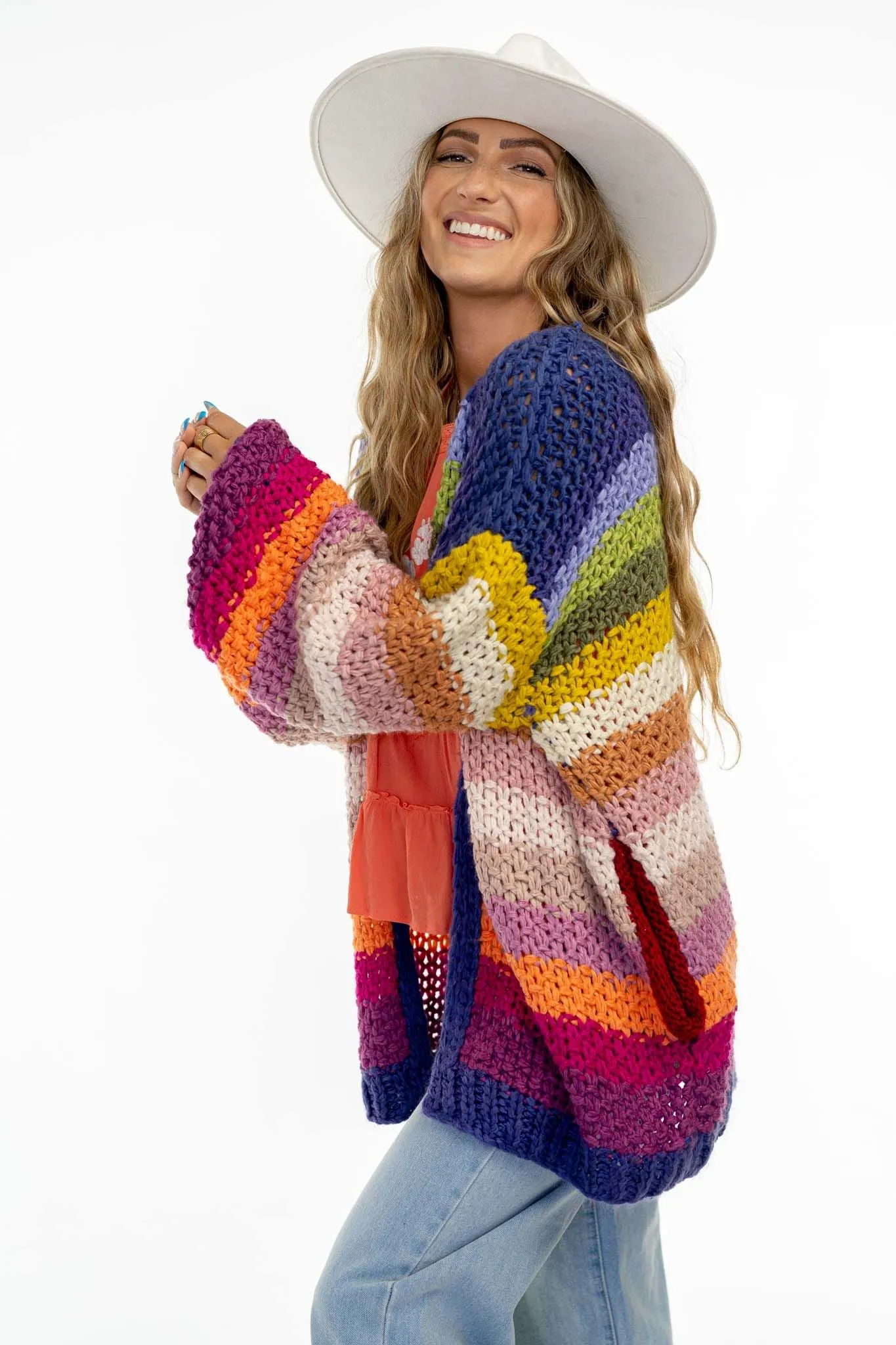 Wrapped up in Color Knit Cardigan - Rainbow