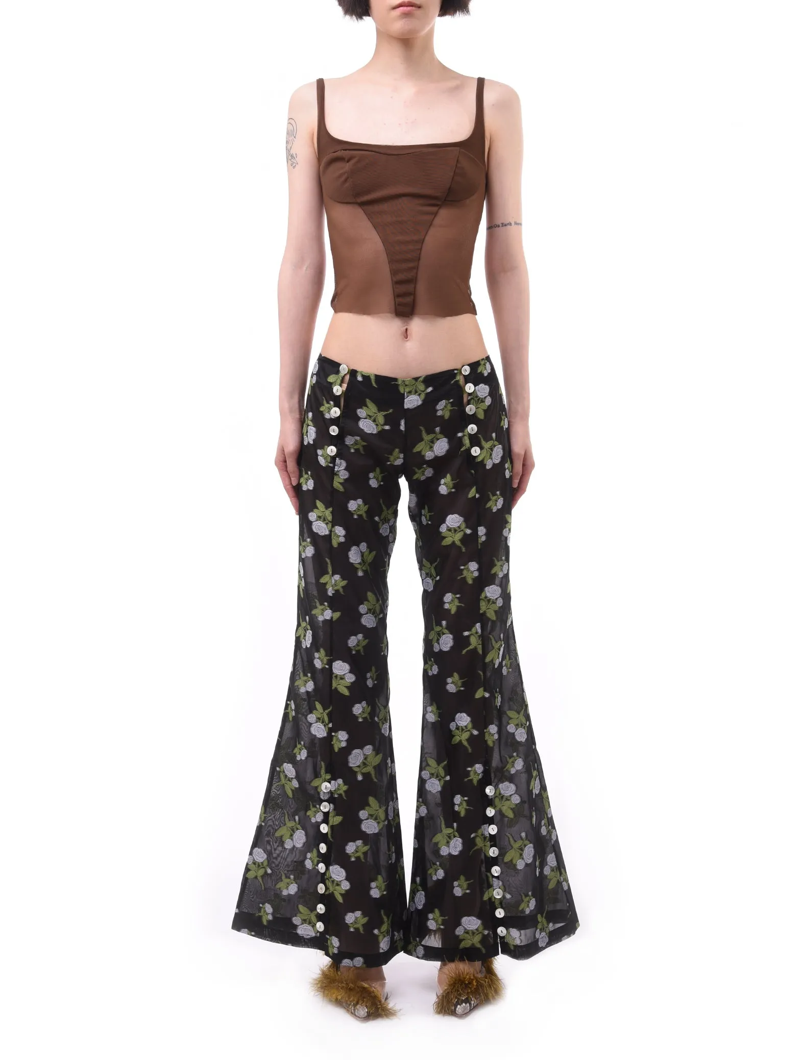 Yuhan Wang Floral Jacquard Trousers