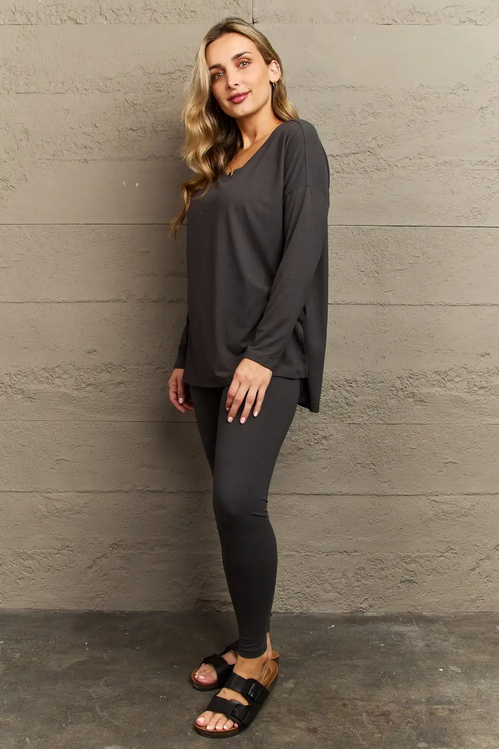 Zenana Lazy Days Full Size Long Sleeve and Leggings Set