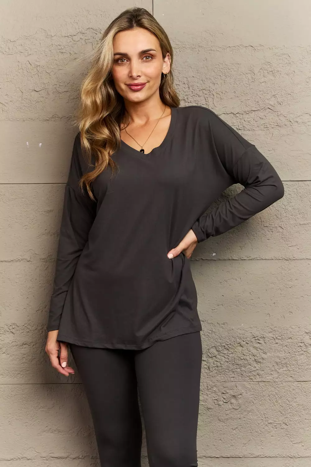 Zenana Lazy Days Full Size Long Sleeve and Leggings Set