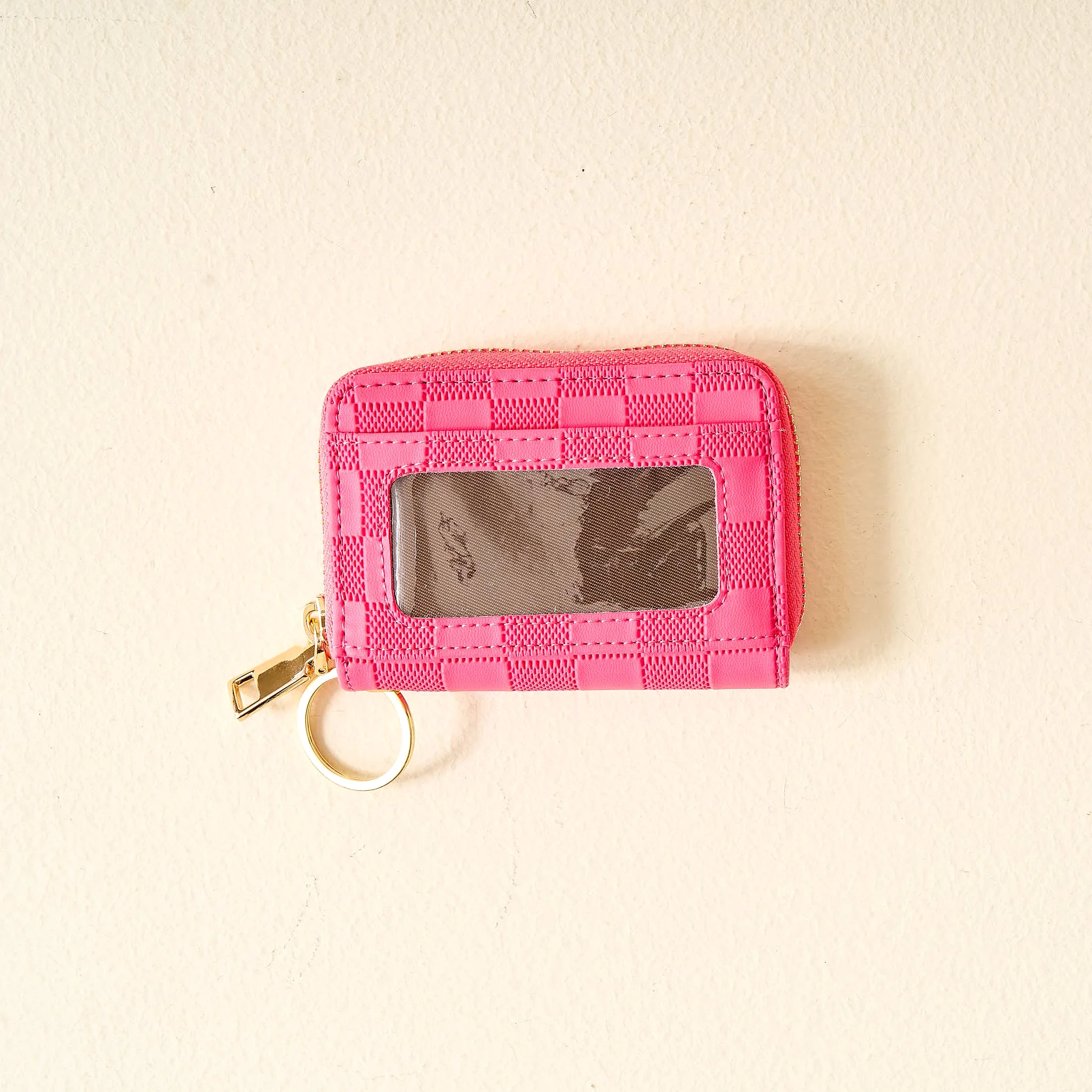 Zip Around Wallet- Hot Pink Check