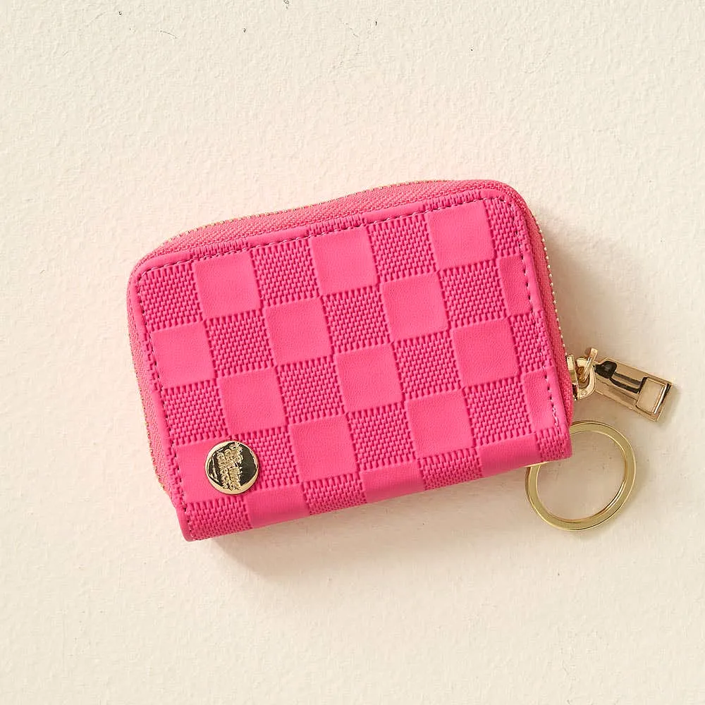 Zip Around Wallet- Hot Pink Check